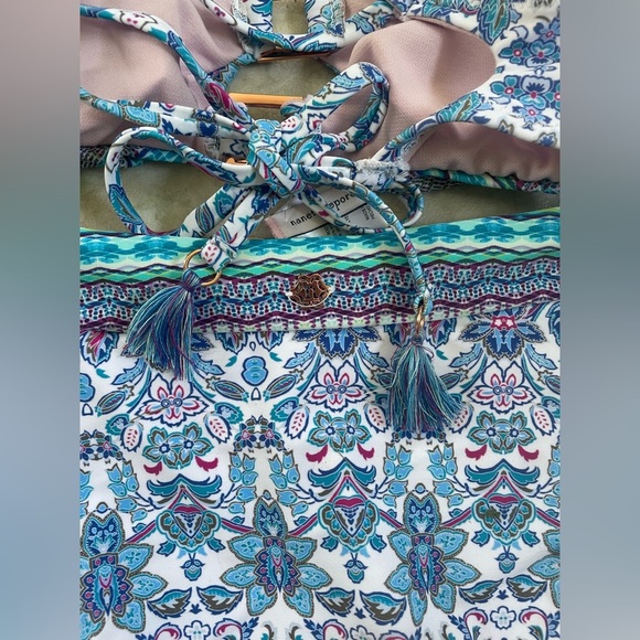 Nanette Lepore 6 Blue Swimsuit Bikini 2 Piece Bralette High Waisted Beach Summer - Picture 7 of 10